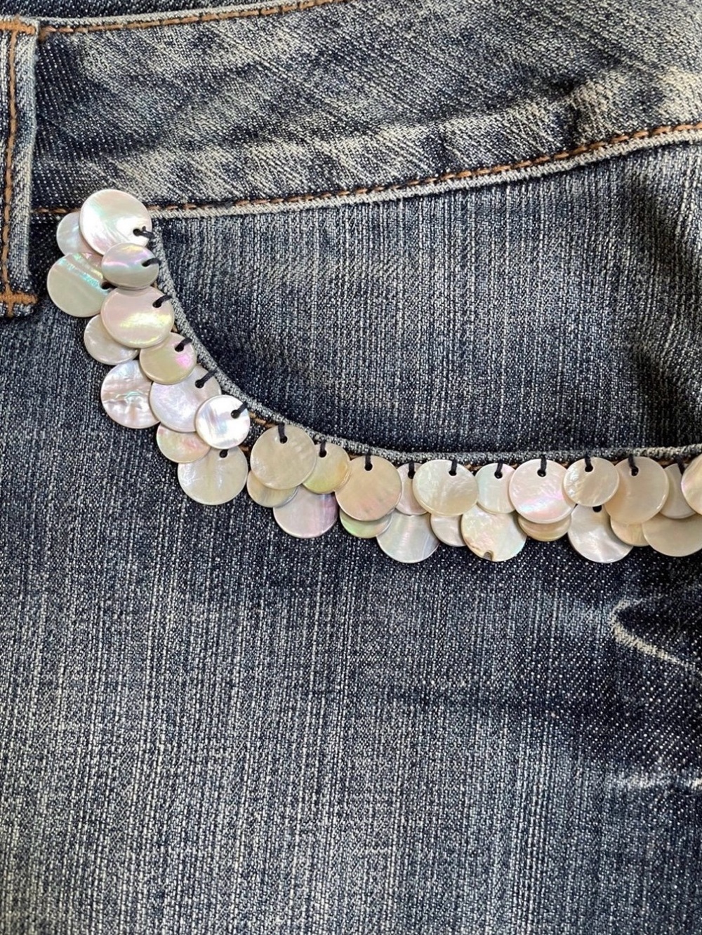 LONDONJEAN Blue Denim Seashell Trim Mini Skirt - Victoria’s Secret - Picture 3 of 8